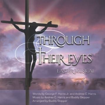 A cross with the words " through their eyes ", written in front of it.